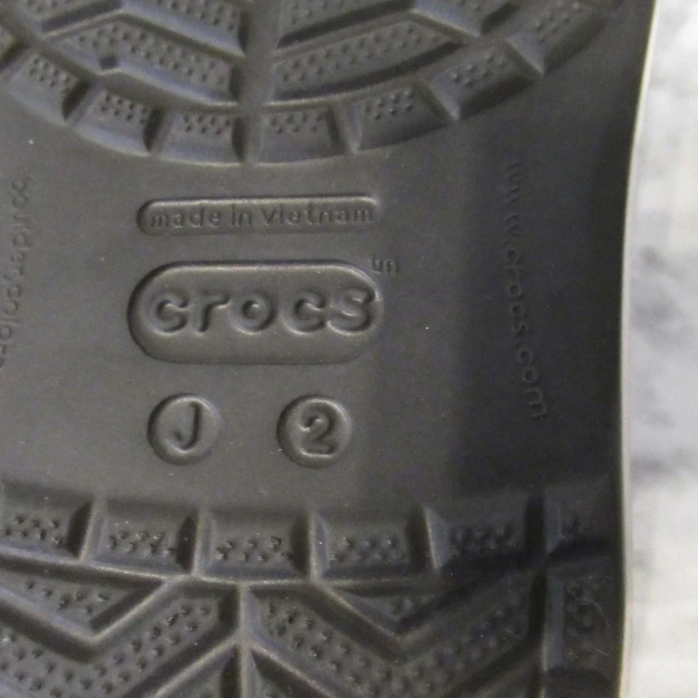 Crocs Clogs J 2 Black Stripe Crocband Slip On‎ Girls Boys Sandals Water Shoes